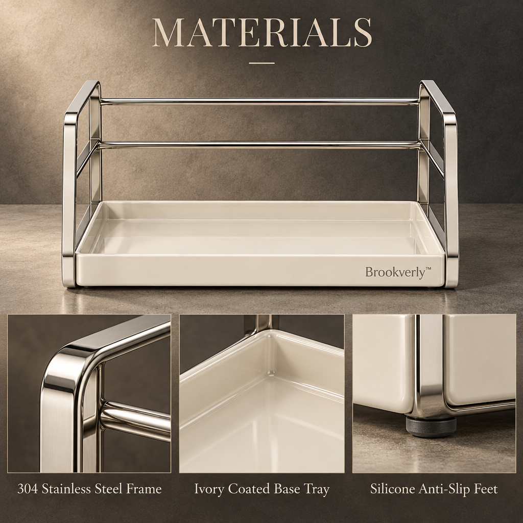 Brookverly™ Polished Stainless Steel Countertop Organizer — Materials & Structure