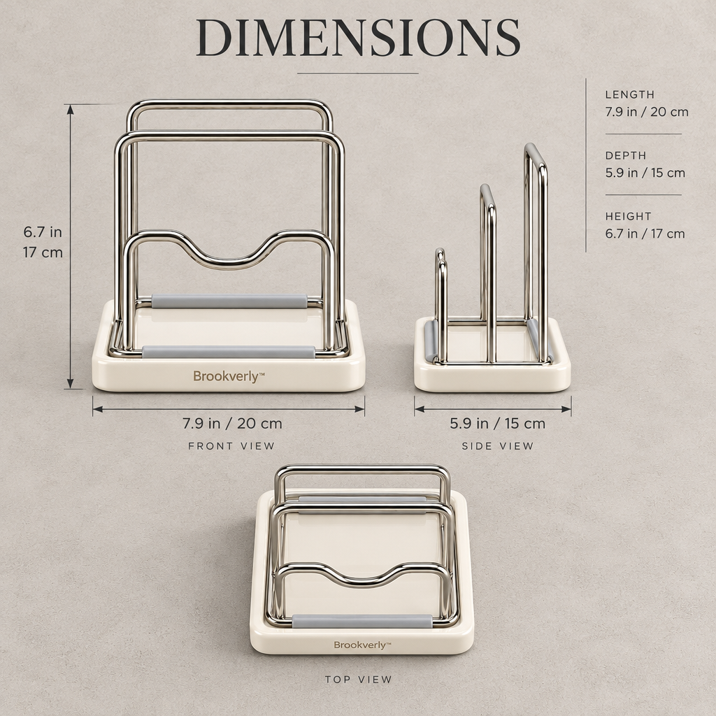 Brookverly™ Minimalist Cutting Board & Lid Stand — Product Dimensions