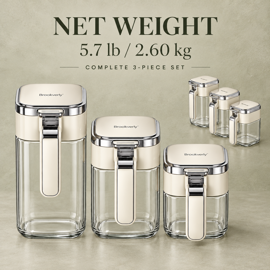 Brookverly™ Ivory Glass Food Storage Canister Set (3-Piece) — Product Weight
