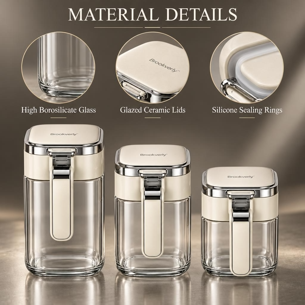 Brookverly™ Ivory Glass Food Storage Canister Set (3-Piece) — Materials & Structure