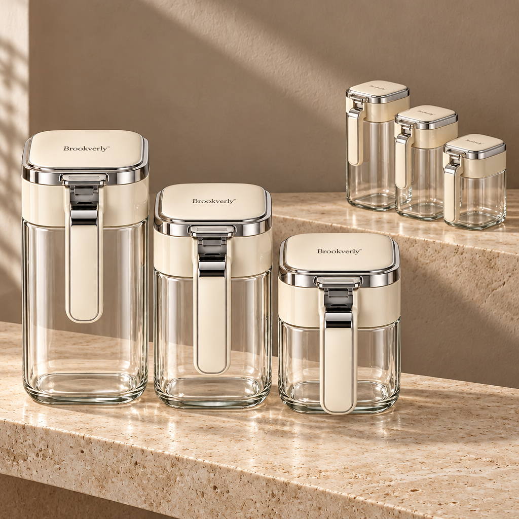 Brookverly™ Ivory Glass Food Storage Canister Set (3-Piece) — Brand Hero Image