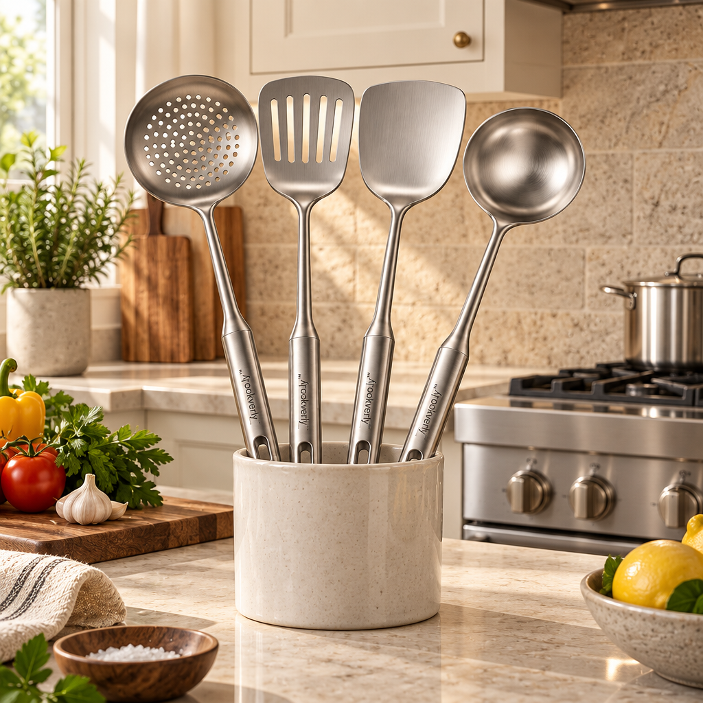 Brookverly™ Signature Stainless Steel Utensil Set (4-Piece) — Lifestyle Image