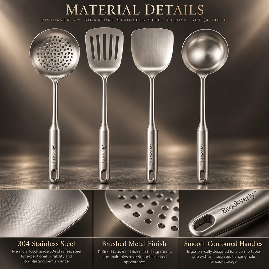 Brookverly™ Signature Stainless Steel Utensil Set (4-Piece) — Materials & Structure