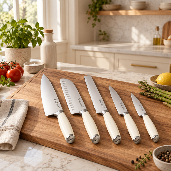 Brookverly™ Ivory Handle Kitchen Knife Set (5-Piece)