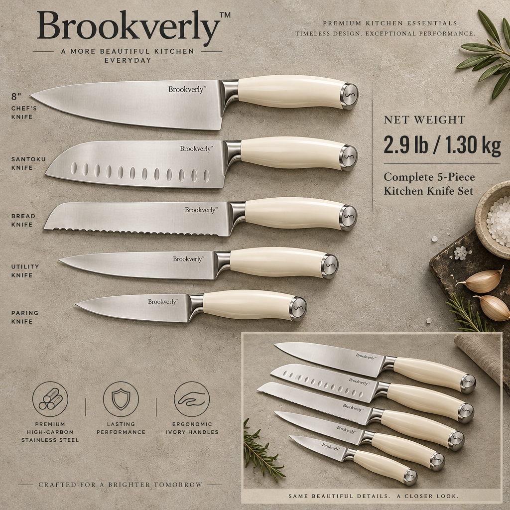 Brookverly™ Ivory Handle Kitchen Knife Set (5-Piece) — Product Weight