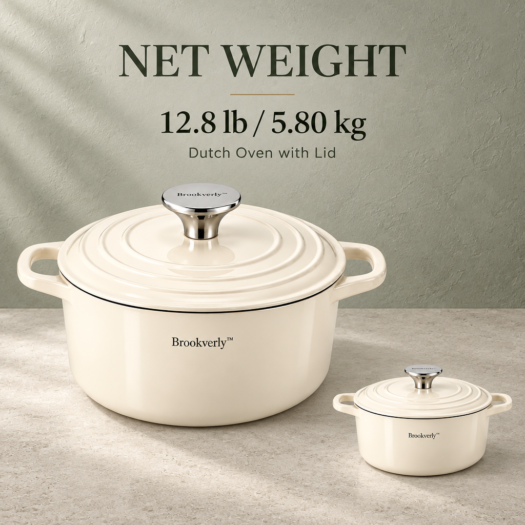 Brookverly™ Ivory Enameled Cast Iron Dutch Oven — Product Weight