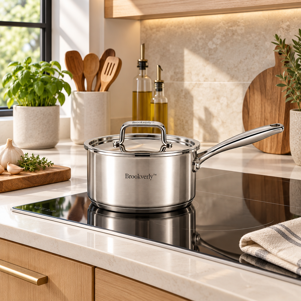 Brookverly™ Precision Stainless Steel Saucepan with Lid — Lifestyle Image