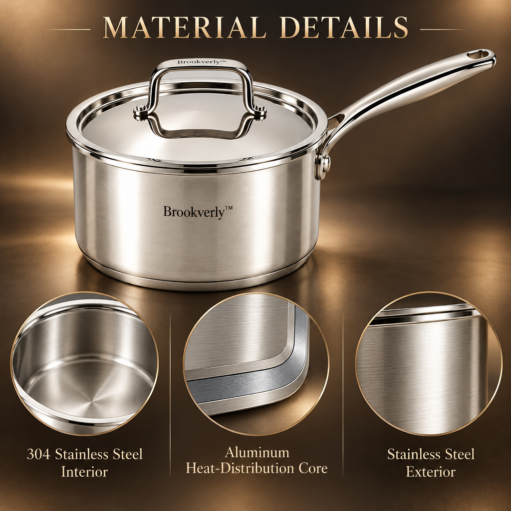 Brookverly™ Precision Stainless Steel Saucepan with Lid — Materials & Structure