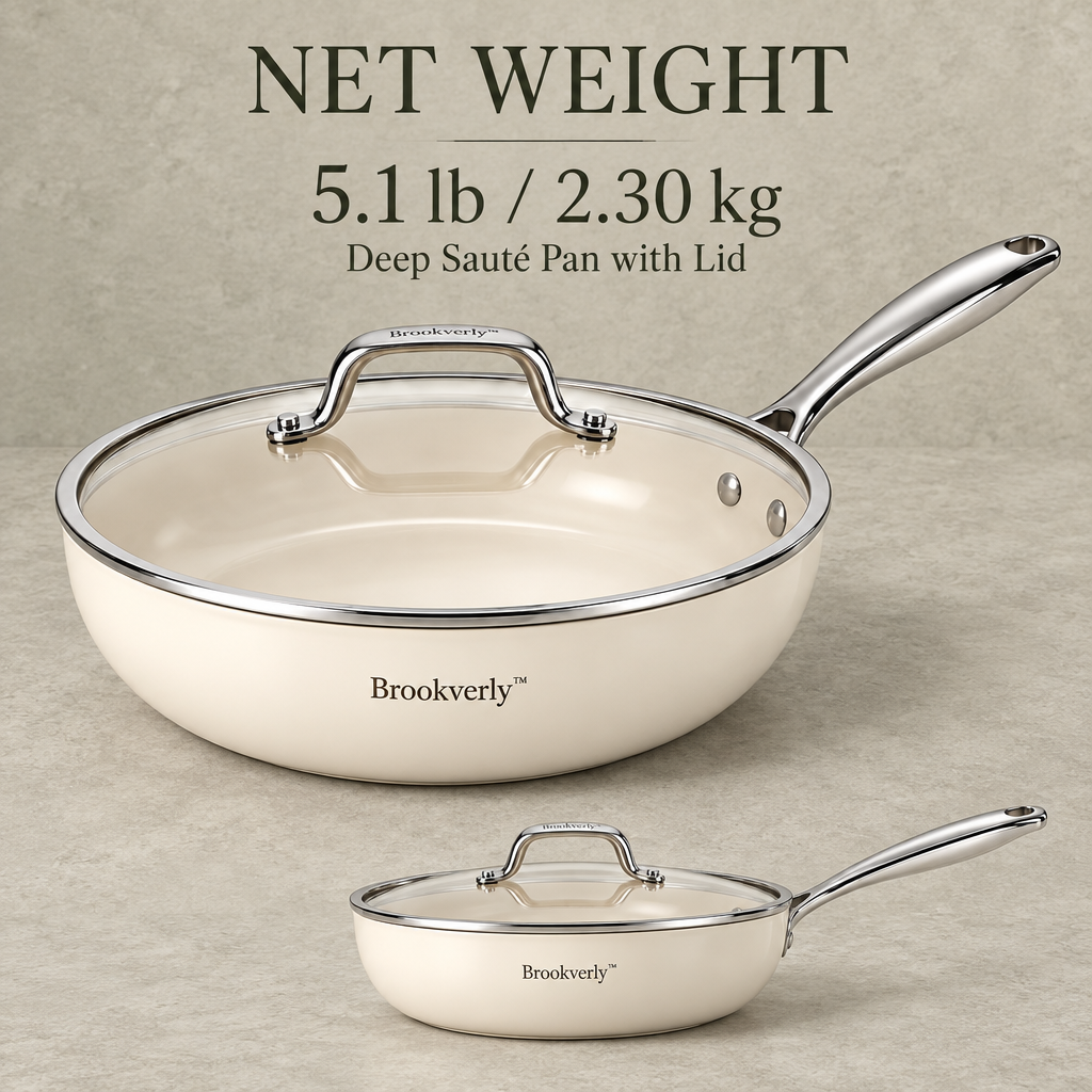 Brookverly™ Ivory Ceramic Nonstick Deep Sauté Pan — Product Weight