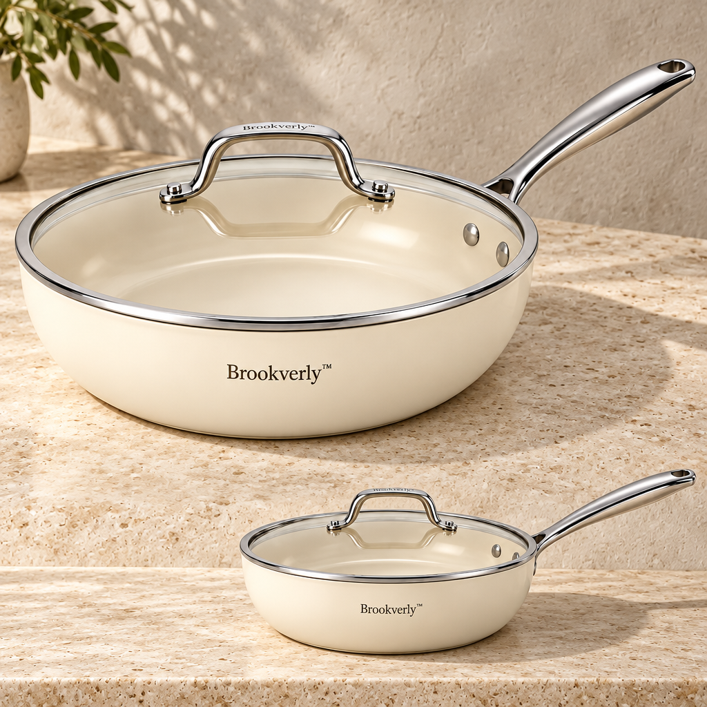 Brookverly™ Ivory Ceramic Nonstick Deep Sauté Pan — Brand Hero Image