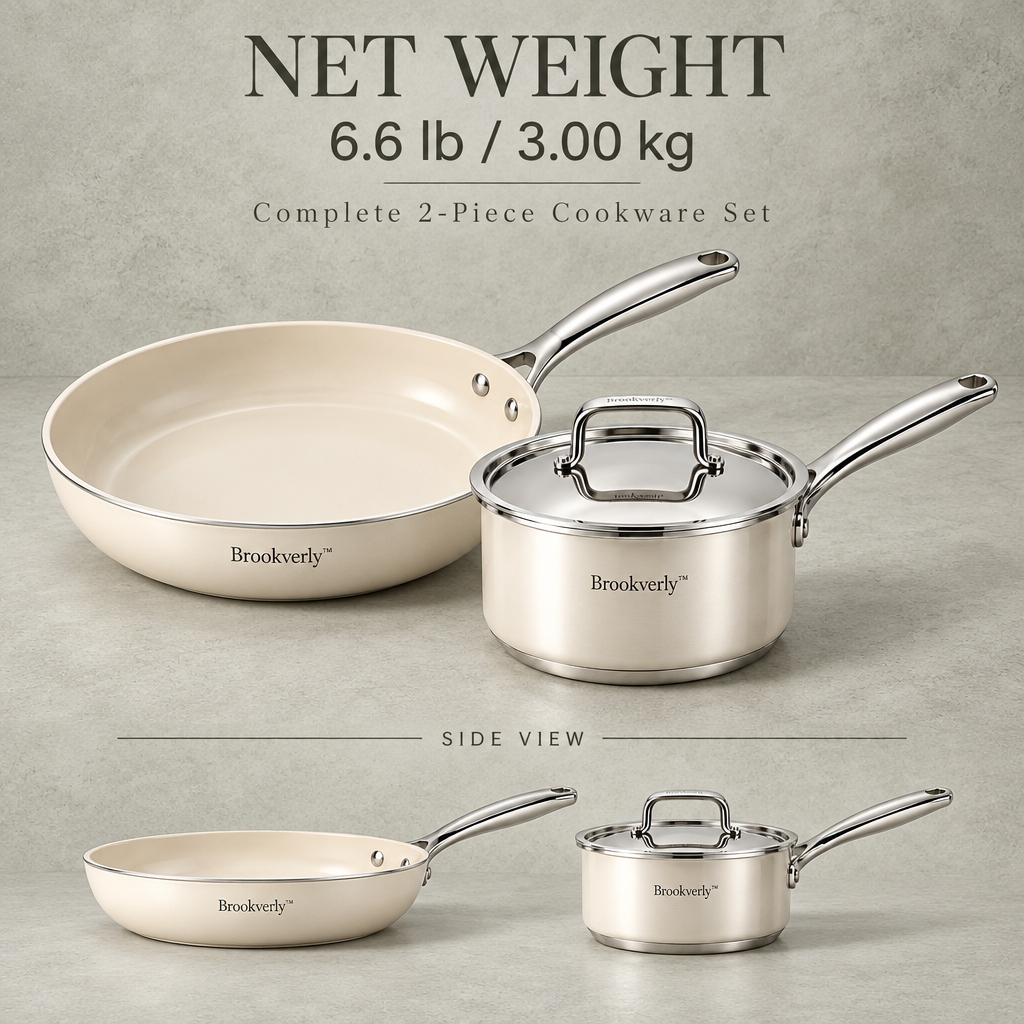 Brookverly™ Signature Ivory Cookware Duo — Product Weight