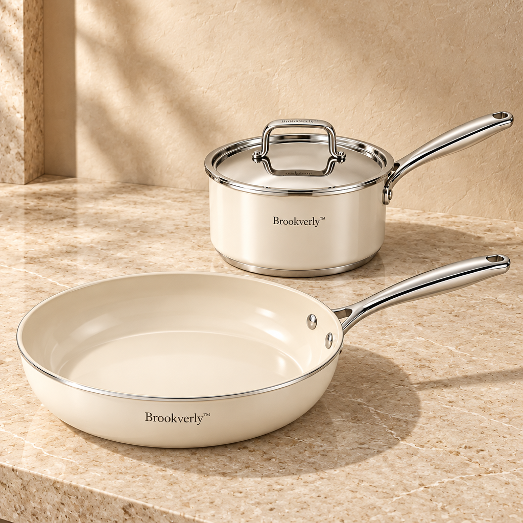 Brookverly™ Signature Ivory Cookware Duo — Brand Hero Image